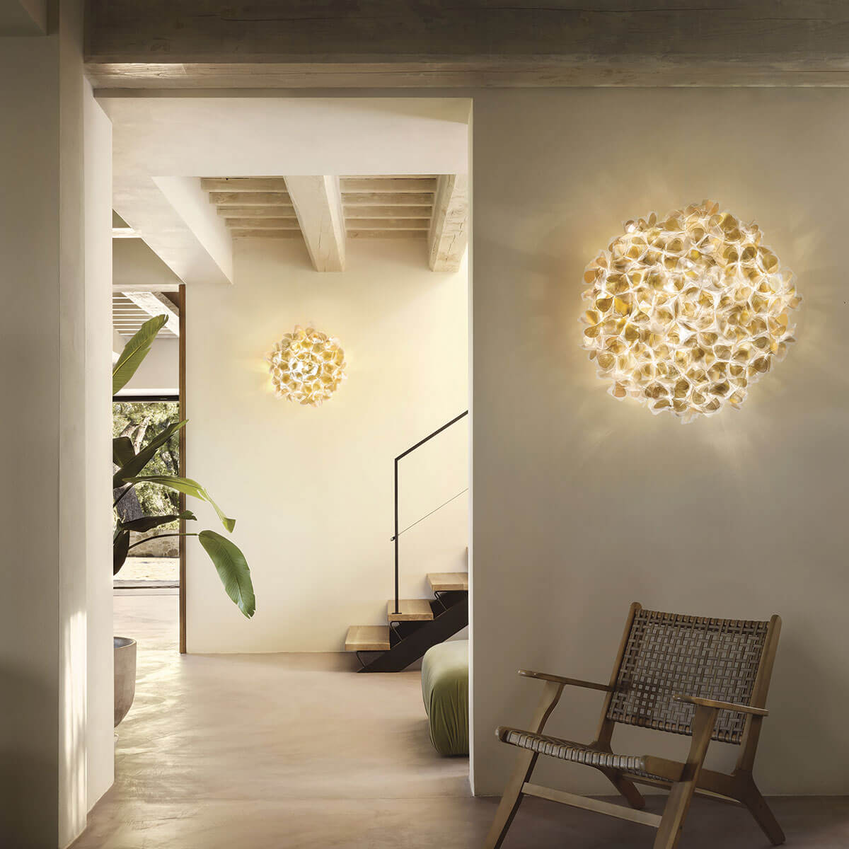 Slamp Clizia Mama non Mama Ceiling / Wall Large, Gold, und Clizia Mama non Mama Ceiling / Wall Mini, Gold
