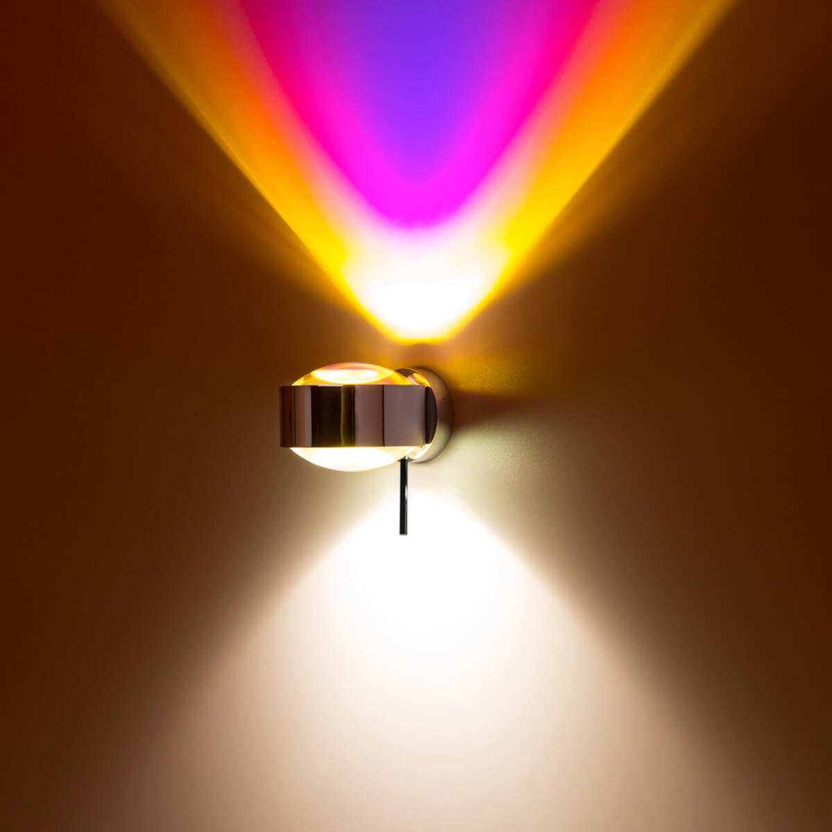 Top Light Puk Maxx Wall + Wandleuchte, Chrom, mit Linse klar und Farbfilter magenta / Linse satiniert