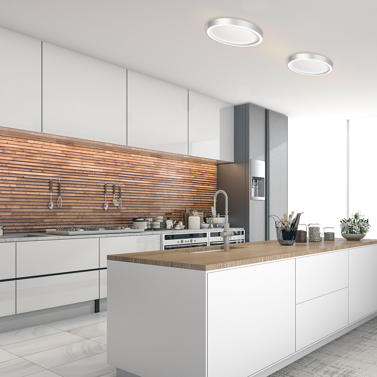 Bopp Aura LED Deckenleuchte, Ø: 30 cm, weiß / Aluminium