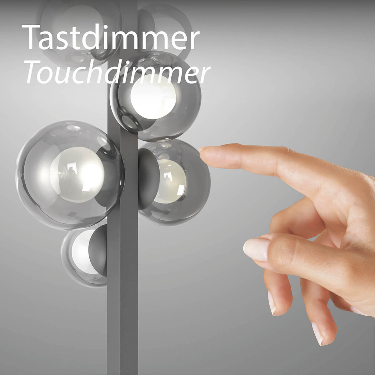 Neuhaus PURE Popup LED Stehleuchte, grau, Tastdimmer