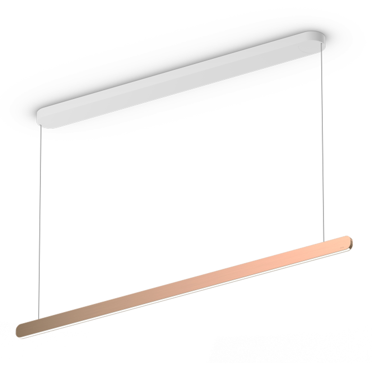Occhio Mito volo 140 var up wide LED Pendelleuchte, Baldachin: weiß, Schirm: Roségold