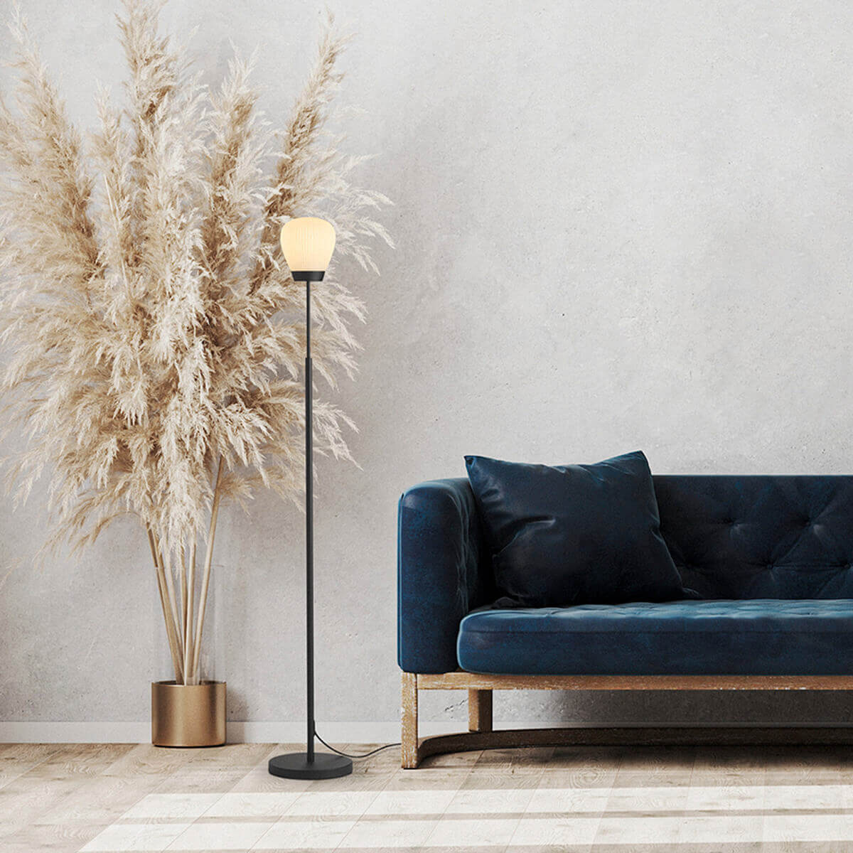 Holtkötter Plissee S Stehleuchte, schwarz