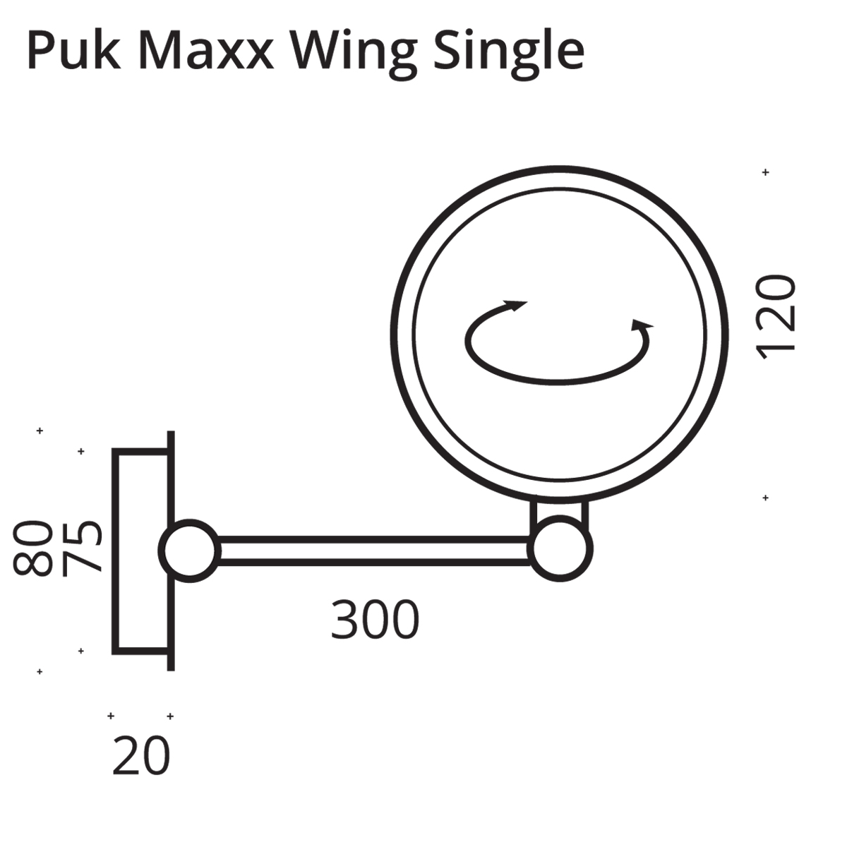 Top Light Puk Maxx Wing Single Wand- / Deckenleuchte, 30 cm, Maßzeichnung