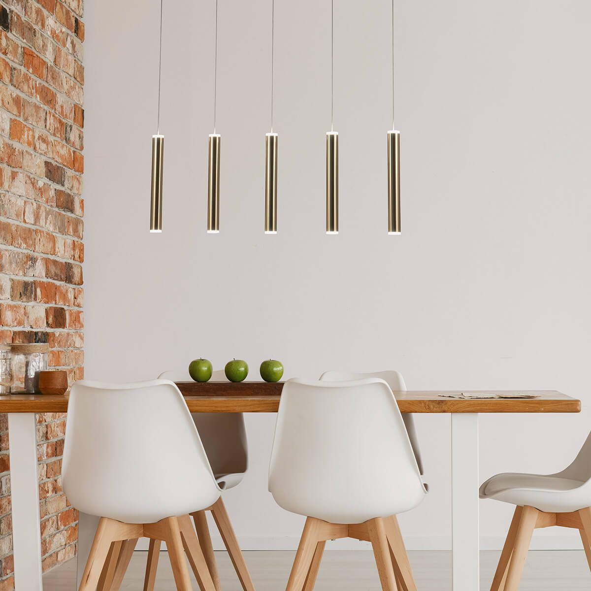 Fabas Luce Prado LED Pendelleuchte, 5-flg., Messing satiniert