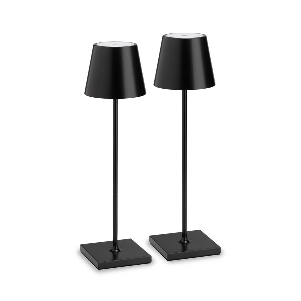 LCD Außenleuchten 2er Set Outdoor LED Akku-Tischleuchte, schwarz