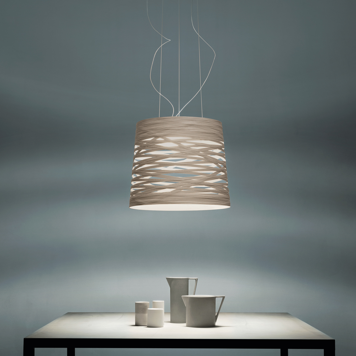 Foscarini Tress Grande LED Sospensione, greige (graubeige)