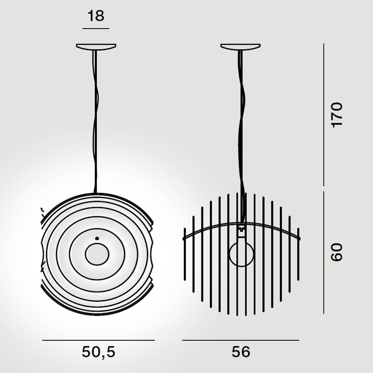 Foscarini Supernova Sospensione, Maßzeichnung
