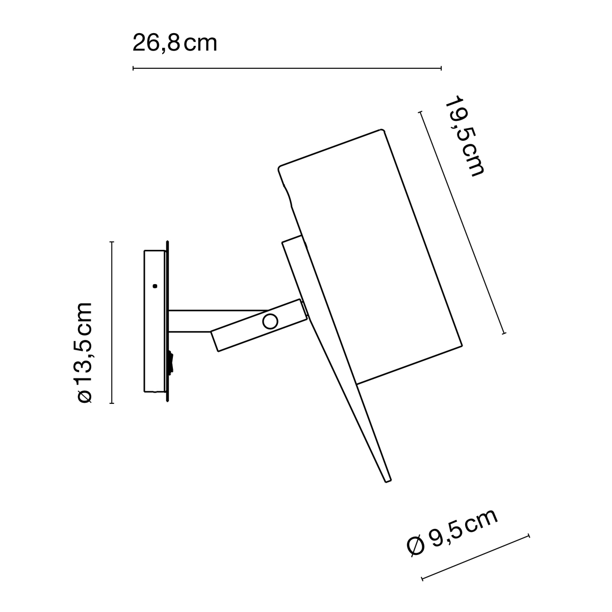 Marset Scantling A Wandleuchte, Maßzeichnung