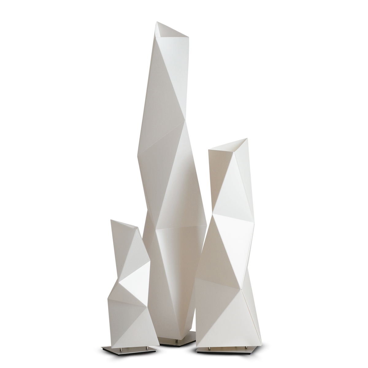 Slamp Diamond Floor Large, white (weiß), und Slamp Diamond Table, small und medium, white (weiß)