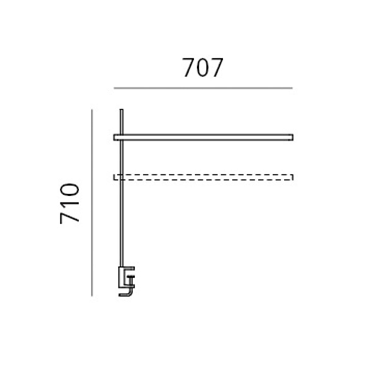 Artemide Talak Professional LED Tavolo mit Tischklemme, Maßzeichnung