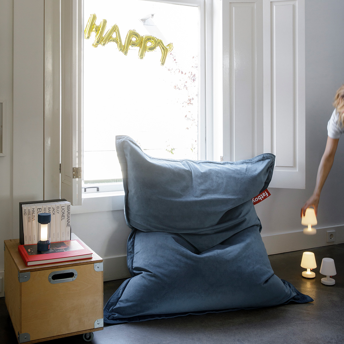 Fatboy Original Slim Velvet Sitzsack, (recycled) cloud (blau)