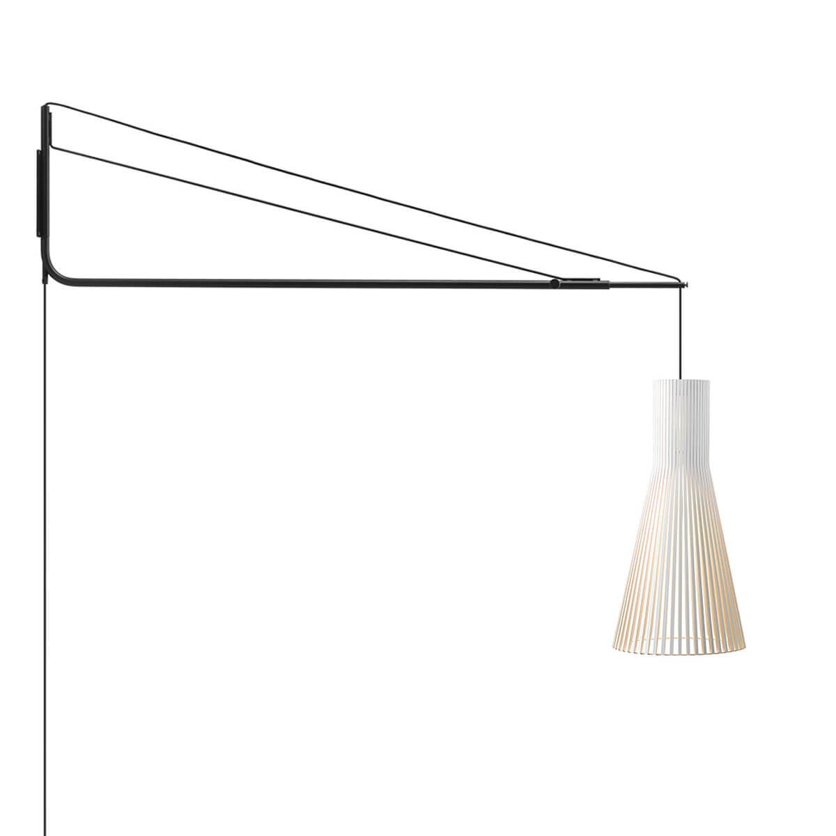 Secto Design Varsi 1000 Wandleuchte mit Secto 4200, schwarz, Schirm: weiß laminiert