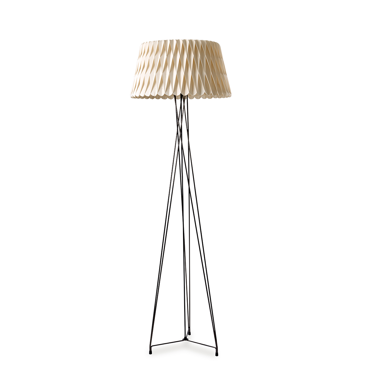 LZF Lamps Lola Stehleuchte, mattschwarz, Schirm: elfenbeinweiß