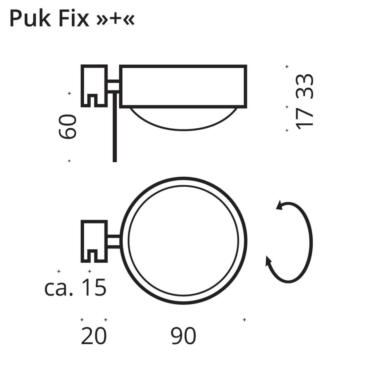 Top Light Puk Mini Fix + Klemmleuchte, Maßzeichnung