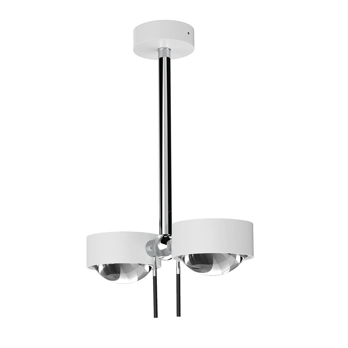 Top Light Puk Mini Side Twin Ceiling LED Deckenleuchte, 20 cm, Gehäuse, weiß matt / Chrom, mit Linse klar / Glas satiniert (nicht inbegriffen)