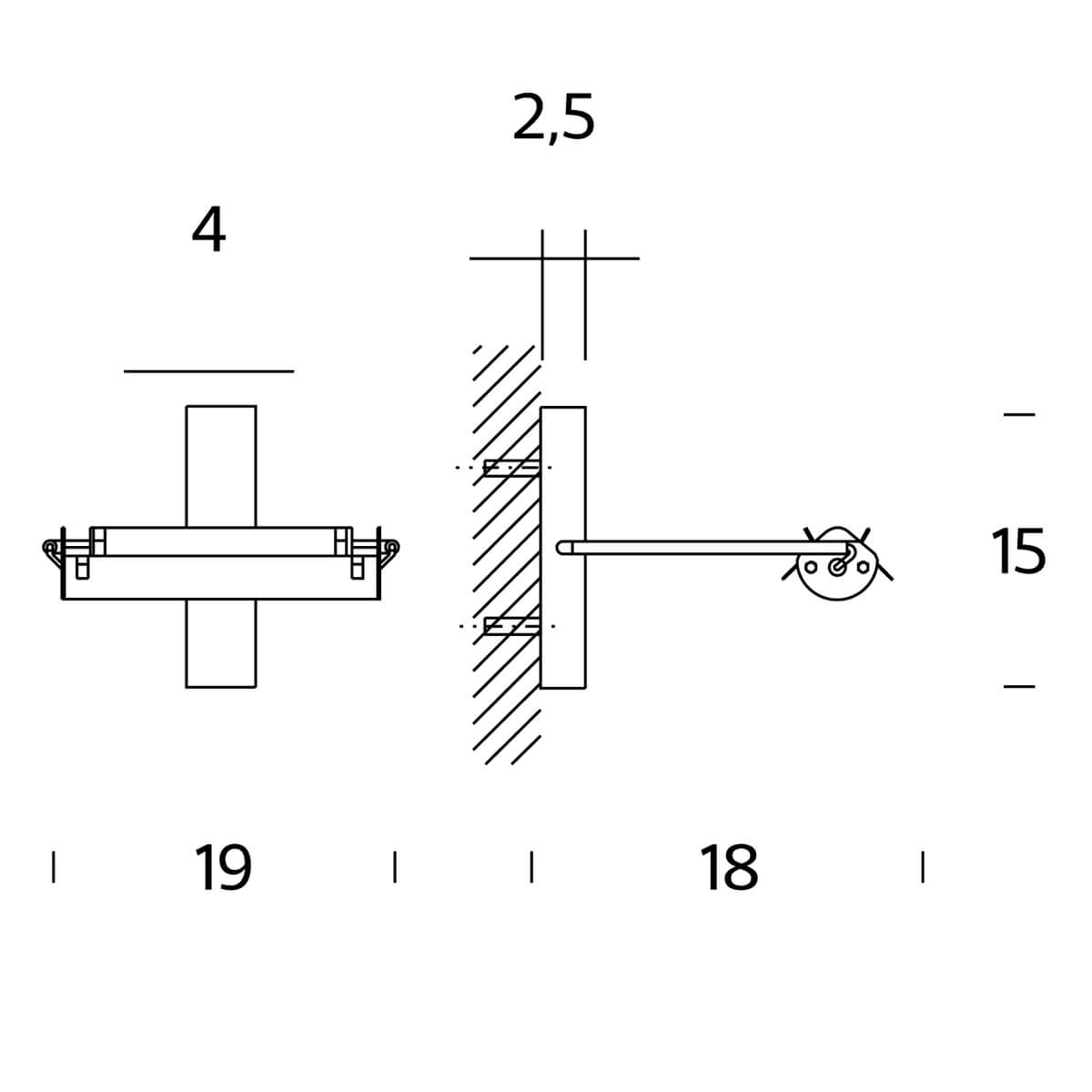 Fontana Arte Scintilla Grande Wandleuchte, Maßzeichnung