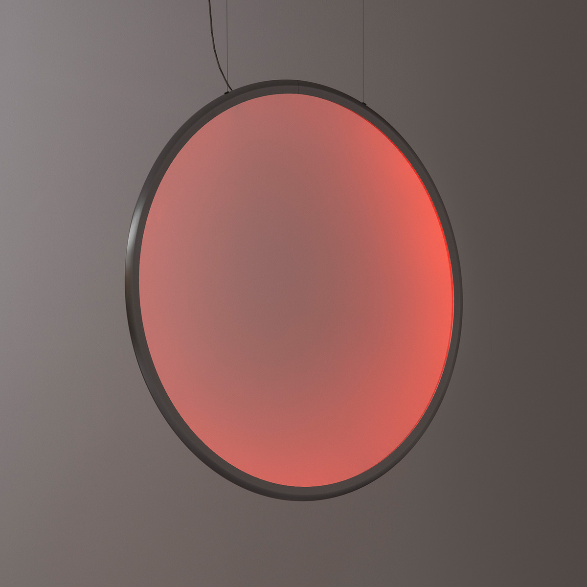 Artemide Discovery Vertical 70 RGBW LED Sospensione, Aluminium satiniert (Lichtfarbe rot)