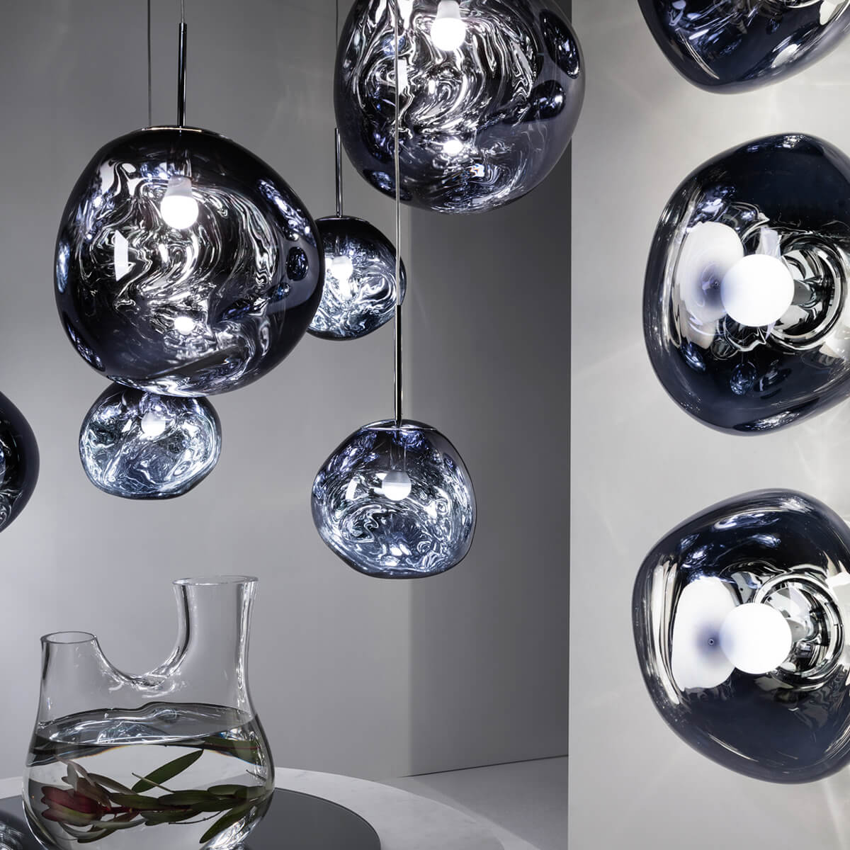 Tom Dixon Melt Mini LED Pendelleuchte und Melt LED Pendelleuchte, smoke