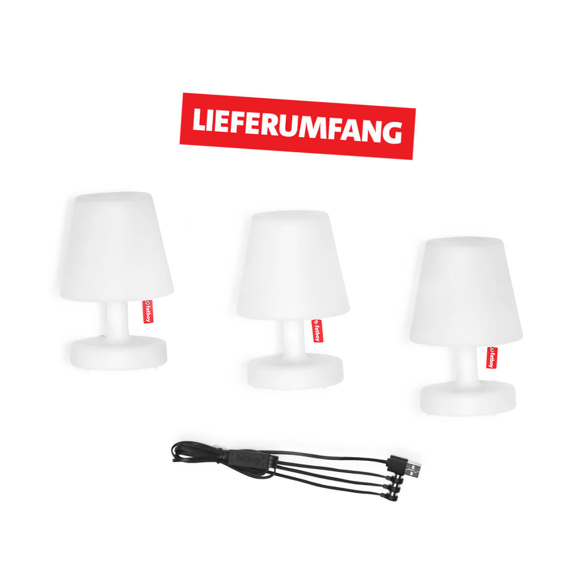 Fatboy Edison the Mini LED Akkuleuchte, 3er-Set, Lieferumfang