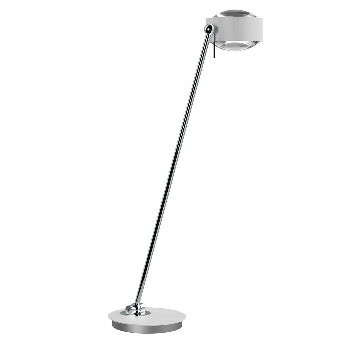 Top Light Puk Maxx Table Tischleuchte, 80 cm, Gehäuse, weiß matt / Chrom, mit Linse klar / Linse klar (nicht inbegriffen)