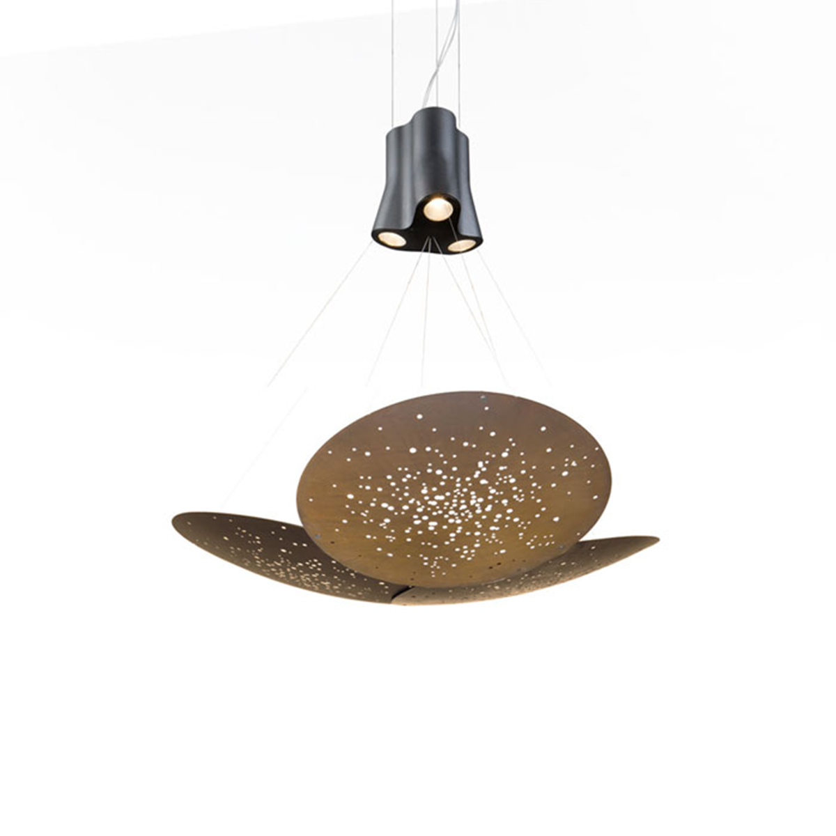 Fabbian Lens Pendelleuchte, 3-flg., Ø: 60 cm, Bronze
