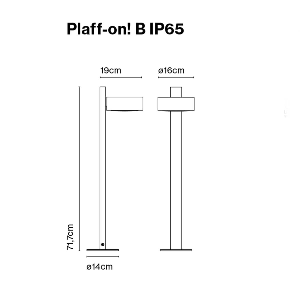 Marset Plaff-on! B IP65 LED Wegeleuchte, Maßzeichnung