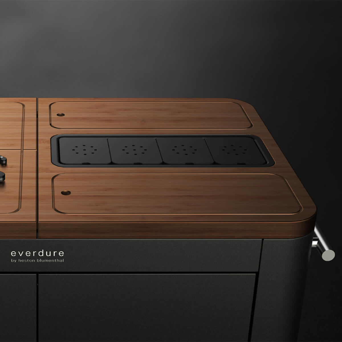 Everdure by Heston Blumenthal Mobile Outdoor Küche, schwarz, Arbeitsplatte mit herausnehmbaren Schneidbrettern
