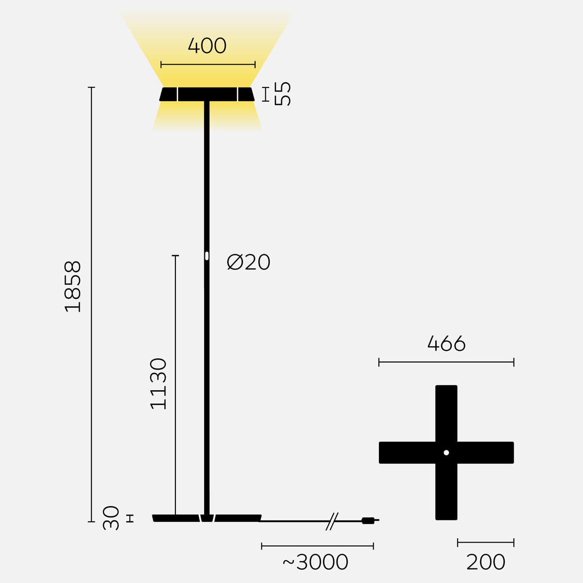 Belux Koi-Q LED Stehleuchte, mit Dimmer