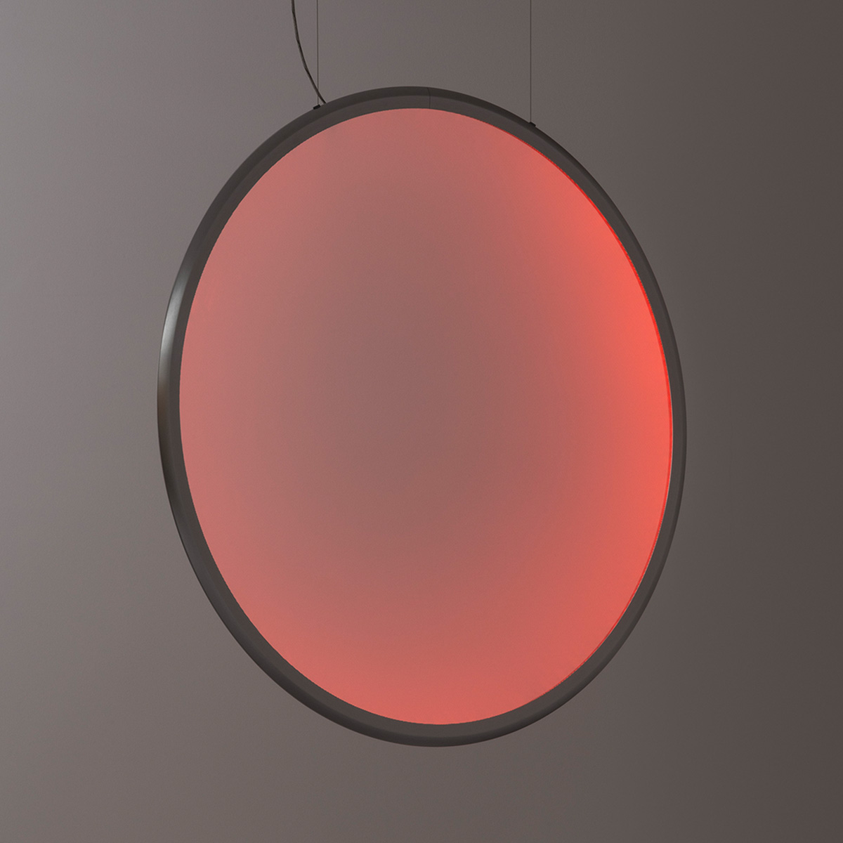 Artemide Discovery Vertical 100 RGBW LED Sospensione, Aluminium satiniert (Lichtfarbe rot)
