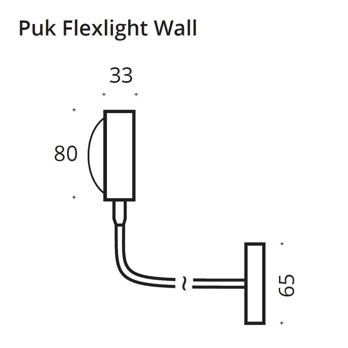 Top Light Puk Mini Flexlight Wall Wandleuchte, Maßzeichnung