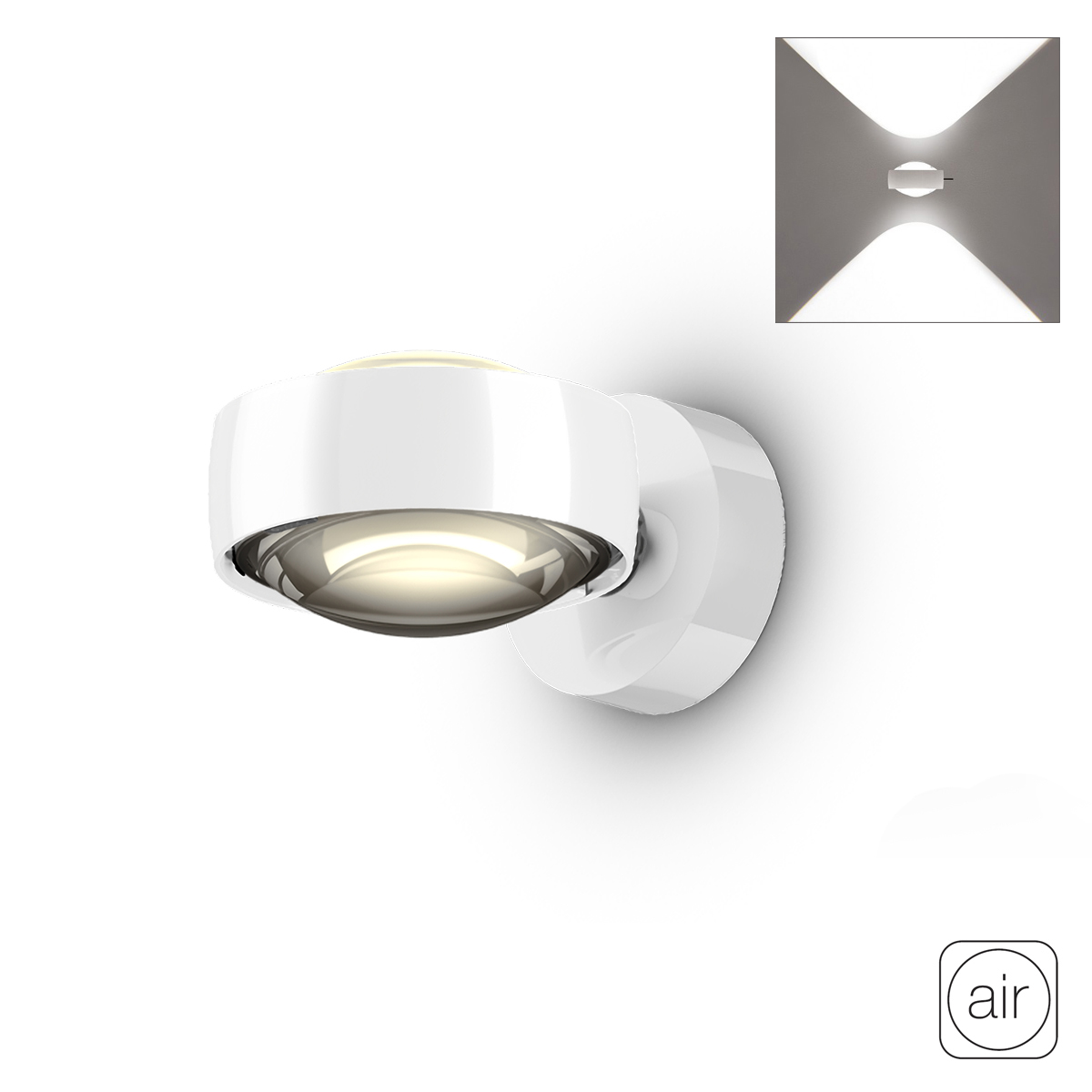Occhio Sento D verticale up "air" LED Wandleuchte, 2700 K, Chrom / weiß glänzend