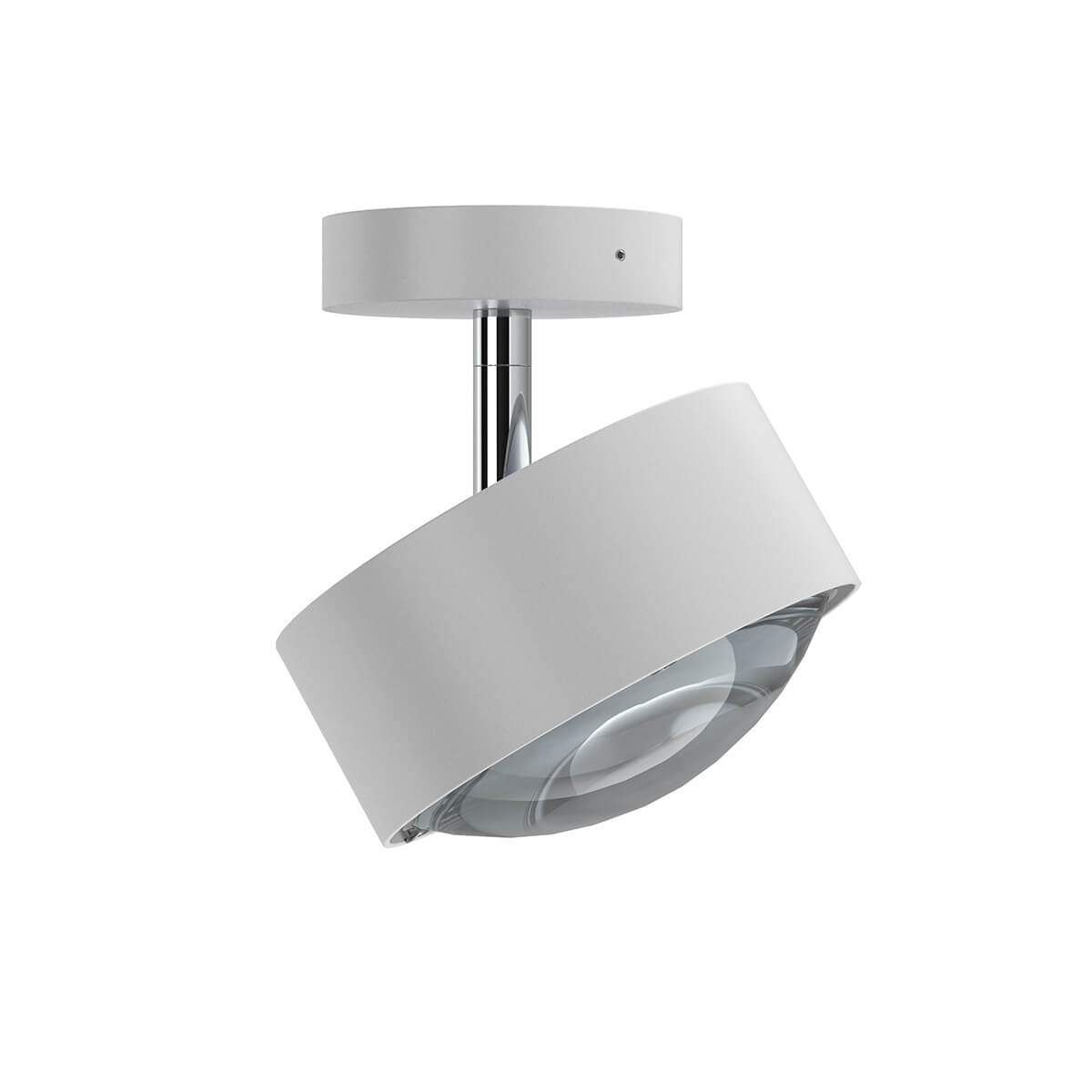 Top Light Puk Maxx Turn LED Up & Down Deckenleuchte, Gehäuse, weiß matt / Chrom, mit Linse klar (nicht inbegriffen)