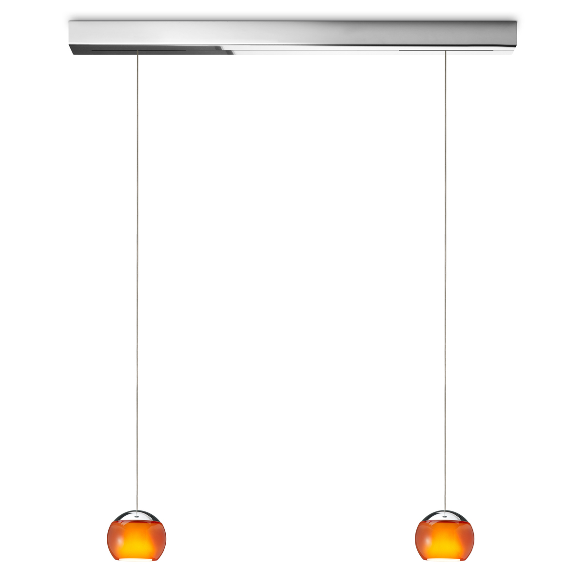 Oligo Balino LED Pendelleuchte, 2-flg., Chrom / orange glänzend