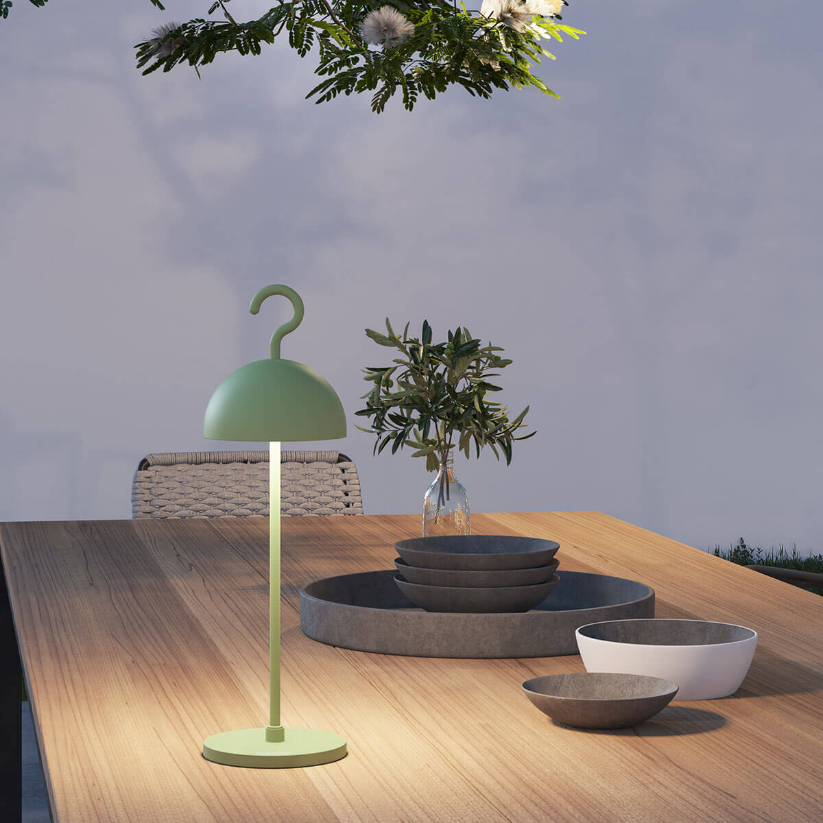 Sompex Hook LED Akkutisch- / Pendelleuchte, olivgrün