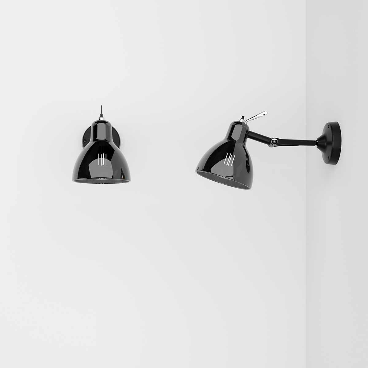 Rotaliana Luxy Glam H0 Wandleuchte, schwarz metallic / rauch