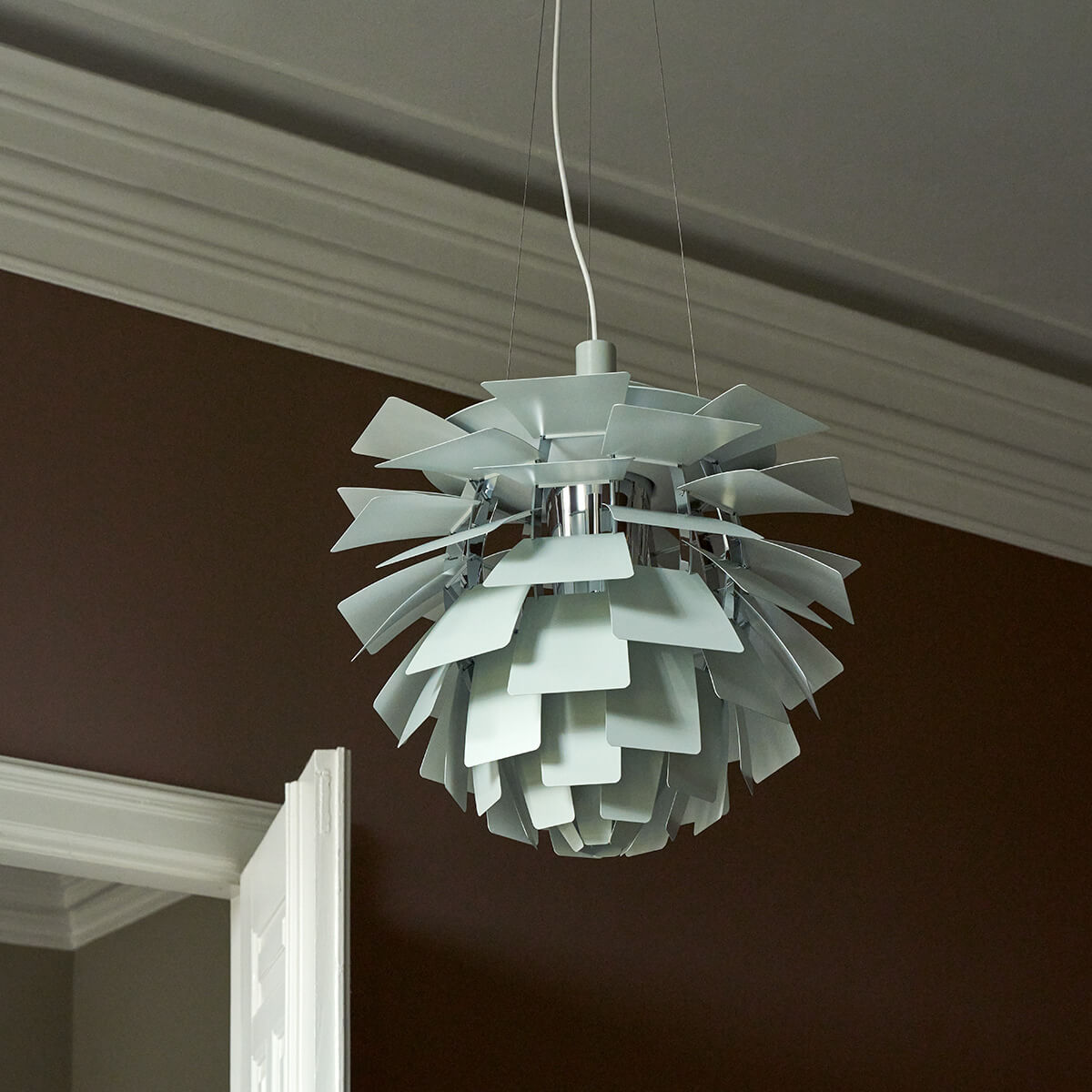 Louis Poulsen PH Artichoke 600 Pendelleuchte, Ø: 60 cm, Dusty green / Chrom