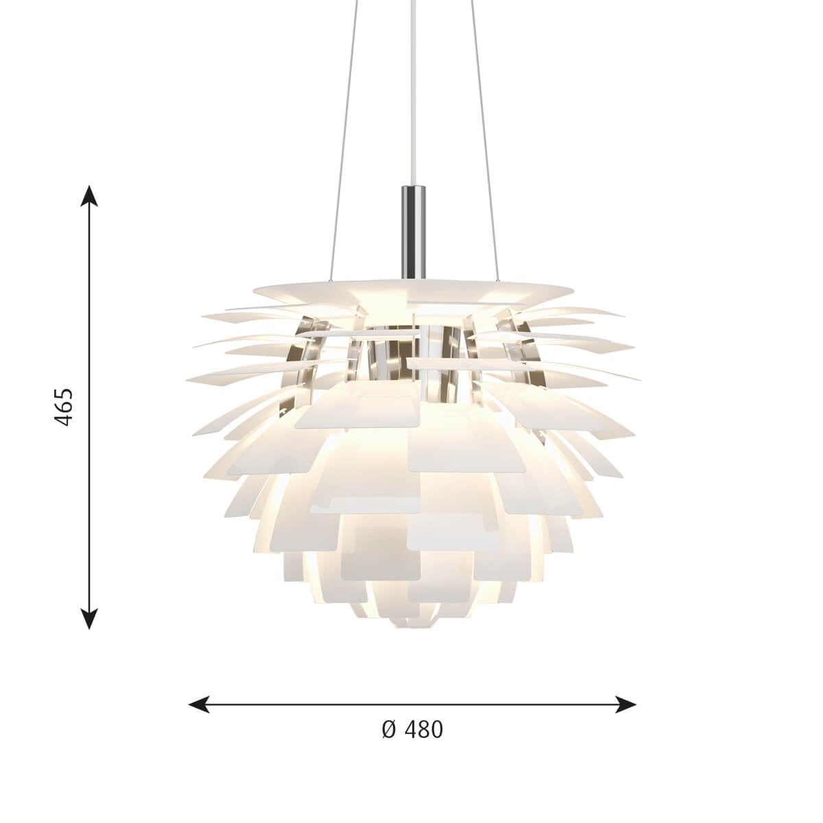 Louis Poulsen PH Artichoke 480 Pendelleuchte, Ø: 48 cm, Maßzeichnung