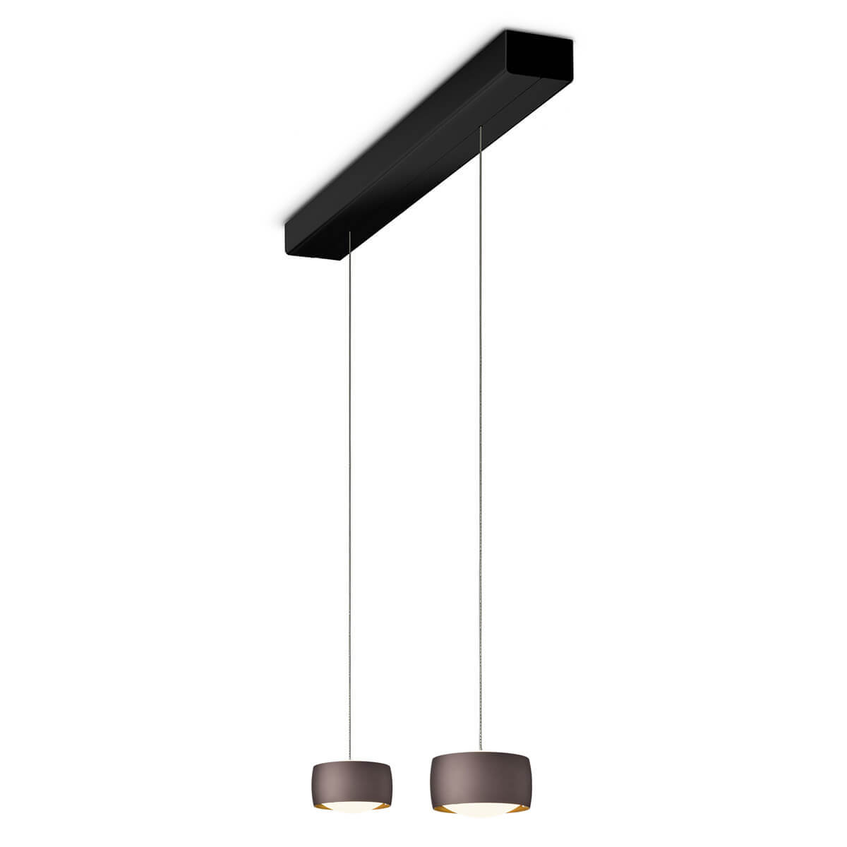 Oligo Grace LED Pendelleuchte, 2-flg., TW, unsichtbare Höhenverstellung, Baldachin: schwarz, Brazilian brown