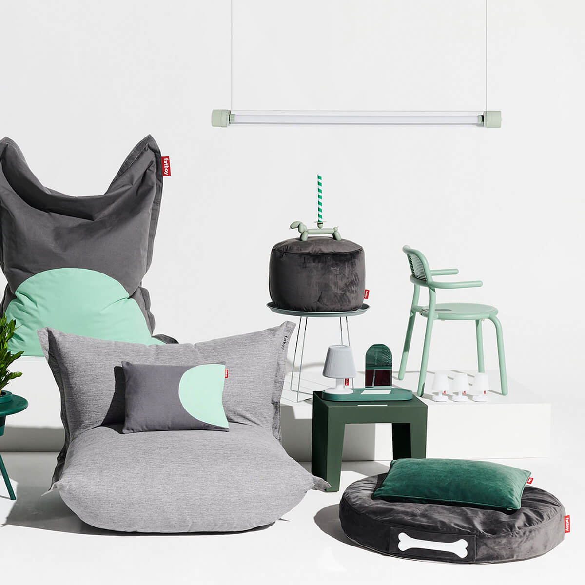 Fatboy Tjoep Large LED Wand- / Pendelleuchte, hellgrau