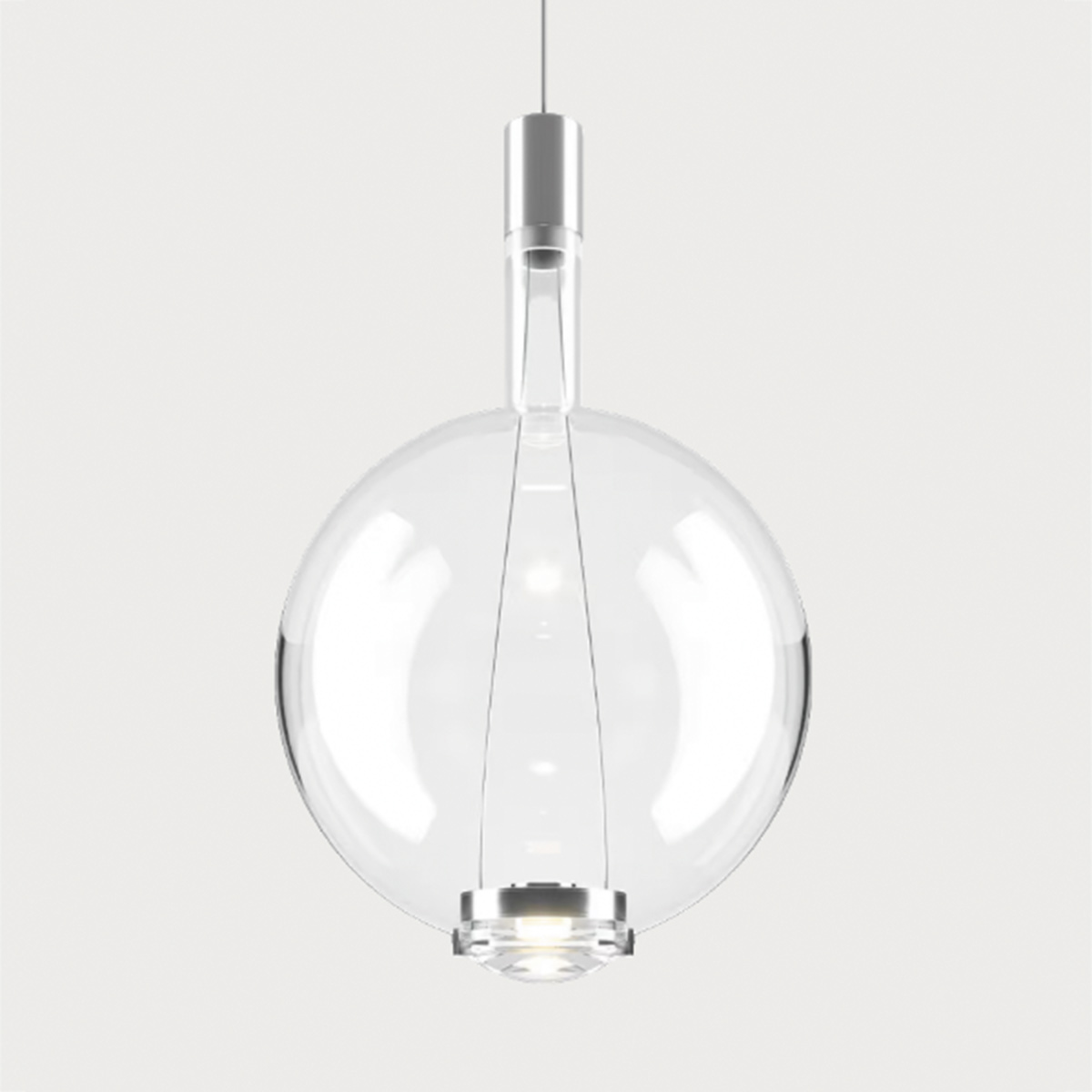 Lodes Sky-Fall Round Large LED Pendelleuchte, Chrom / Glas