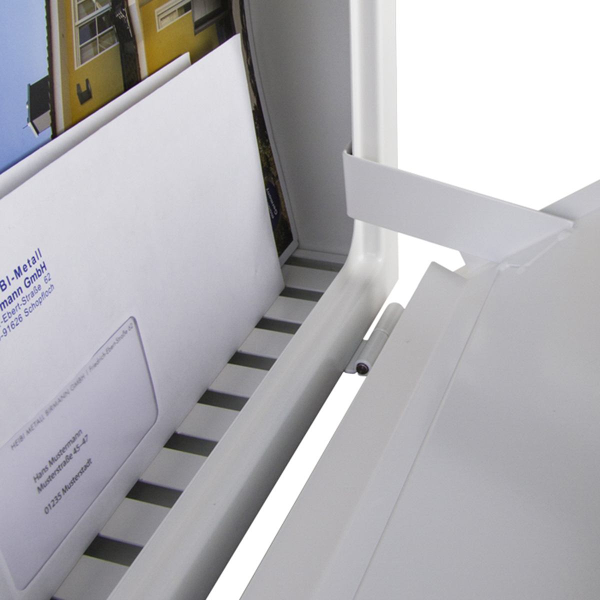 Heibi Multi Briefkasten, weiß / Gold (geöffnet)