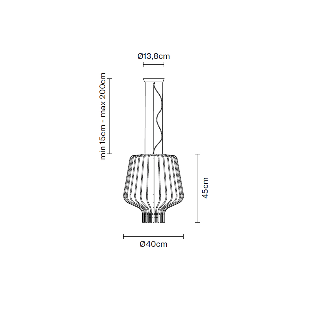 Fabbian Saya Pendelleuchte, transparent, Ø: 40 cm Zeichnung