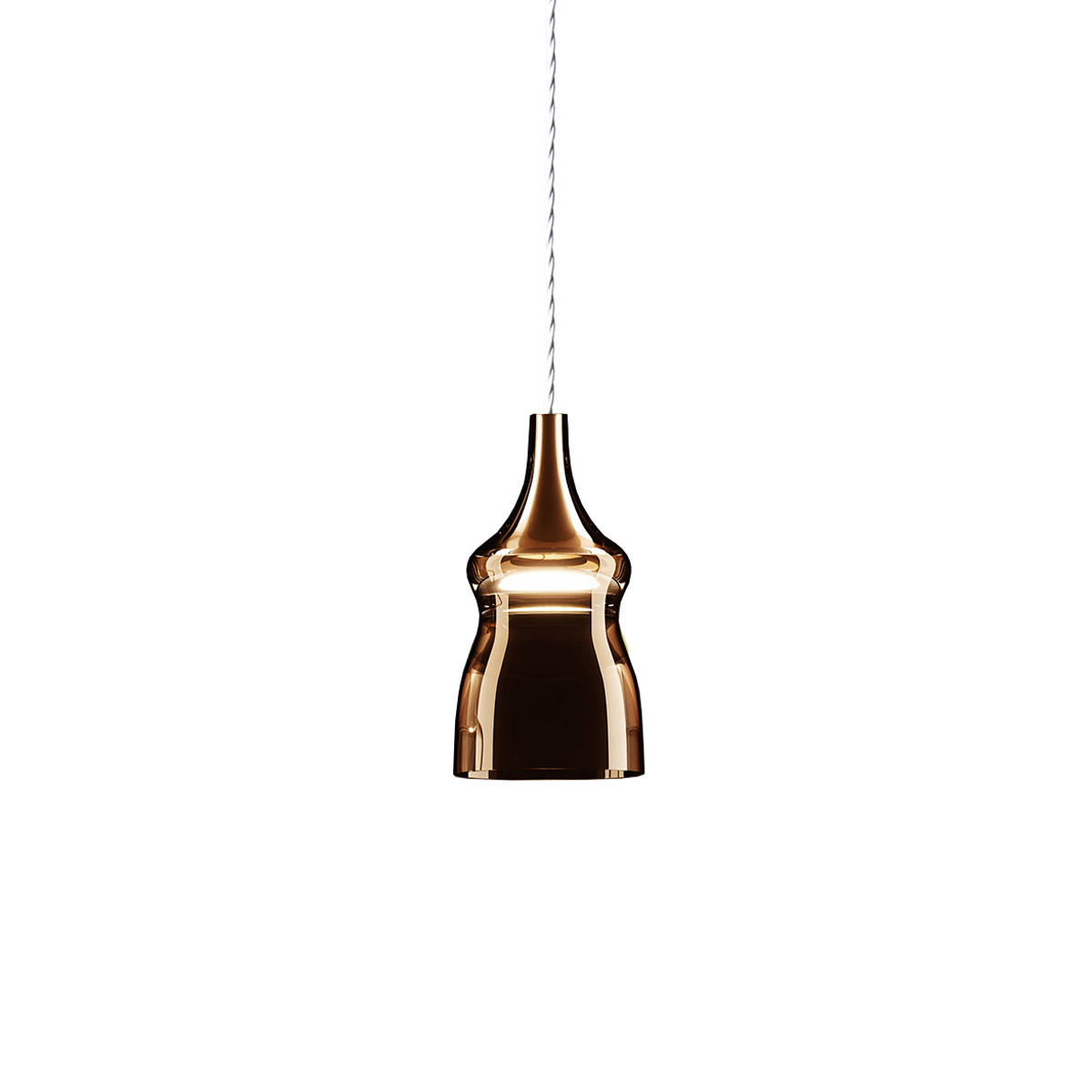 Lodes Nostalgia Glas Small Pendelleuchte 1-flg. Chrom - kupferfarben glänzend