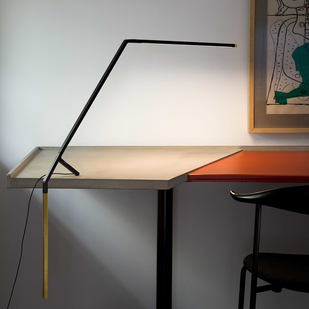 Nemo Bird LED Tavolo, Messing / schwarz matt