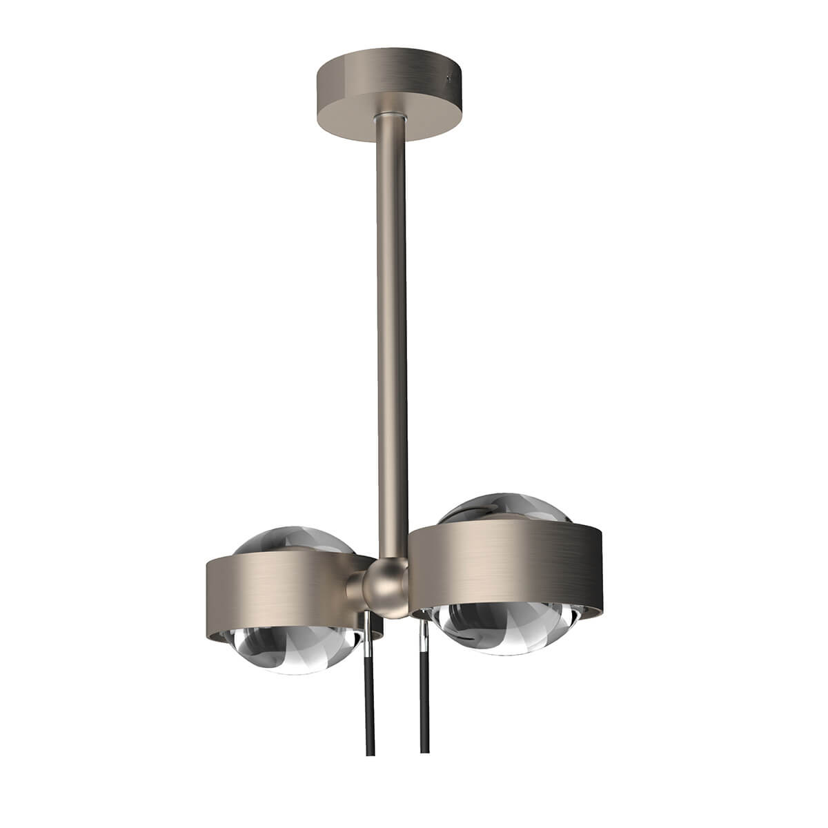Top Light Puk Mini Side Twin Ceiling LED Deckenleuchte, 20 cm, Gehäuse, Nickel matt, mit Linse klar / Linse klar (nicht inbegriffen)