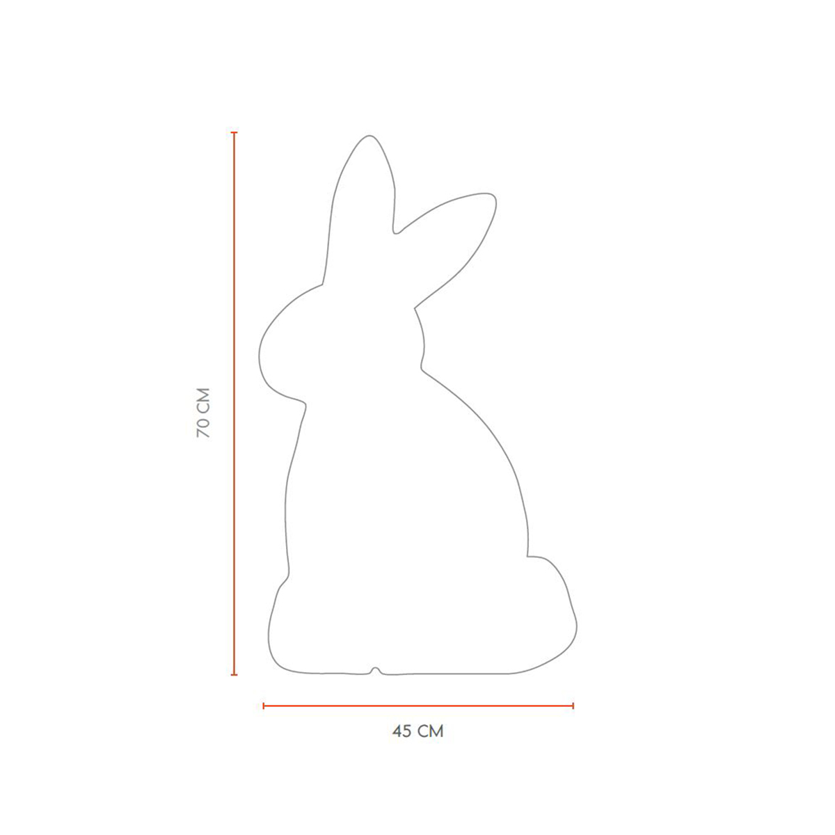 8 seasons design Shining Rabbit RGB LED Dekoleuchte, Höhe: 70 cm, Maßzeichnung