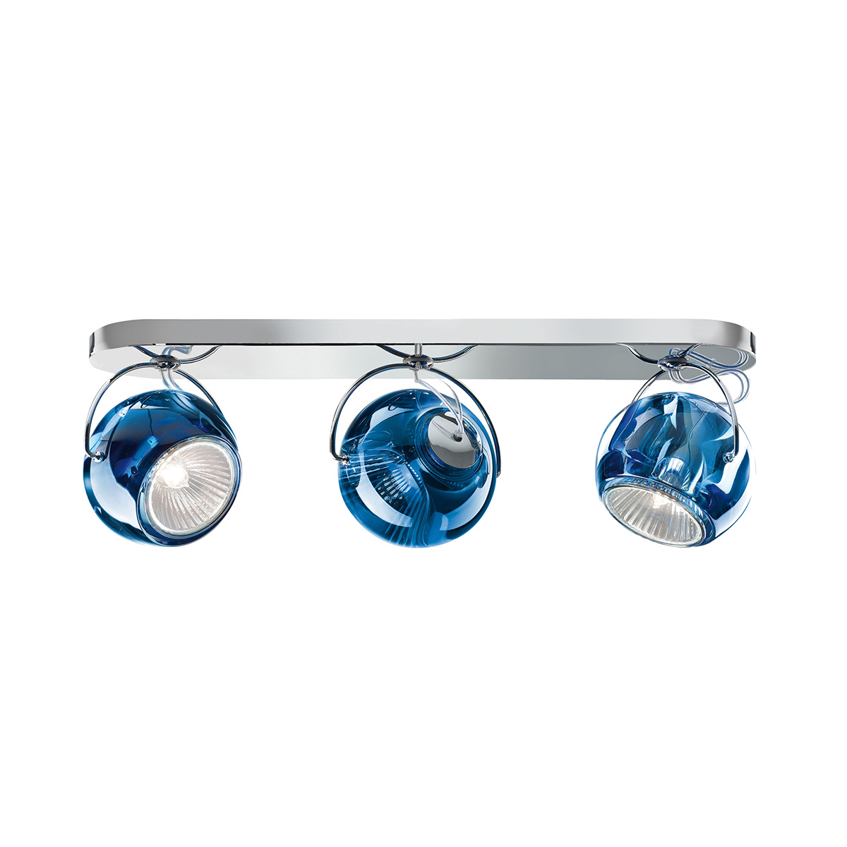 Fabbian Beluga Colour Wand-/Deckenleuchte, 3-flg., blau (Produktansicht)