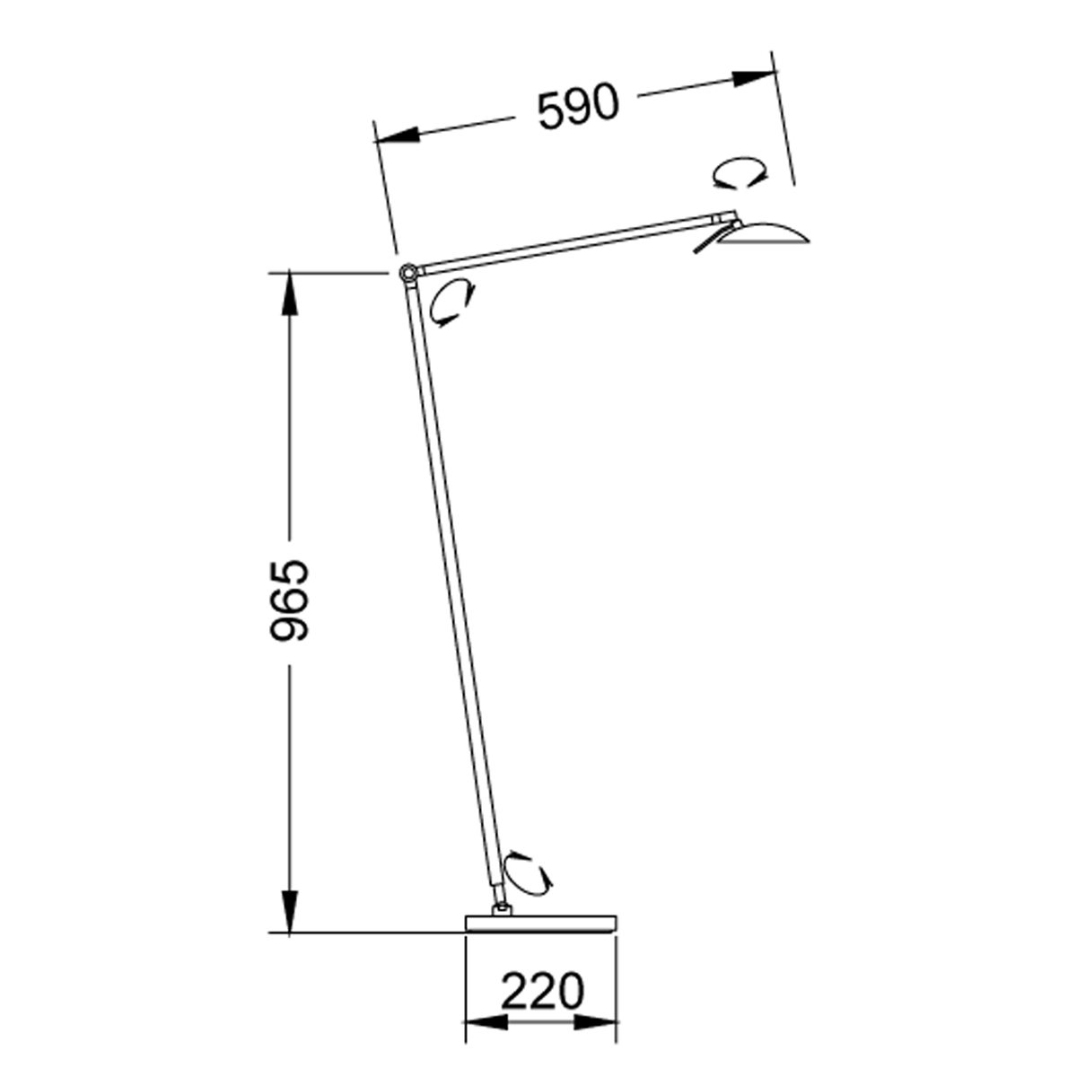 Knapstein Elea-S LED Leseleuchte, Maßzeichnung