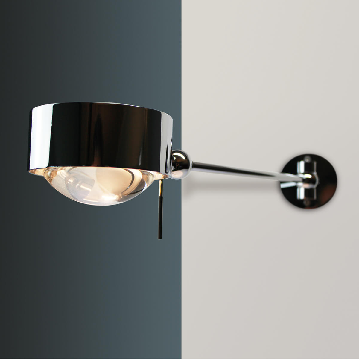 Top Light Puk Maxx Hotel Wandleuchte, 30 cm, Chrom, mit Glas satiniert / Linse klar