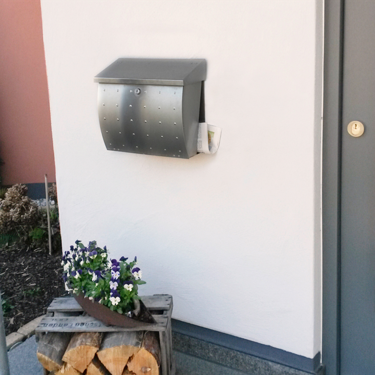 Heibi Krosix Briefkasten, Edelstahl geschliffen